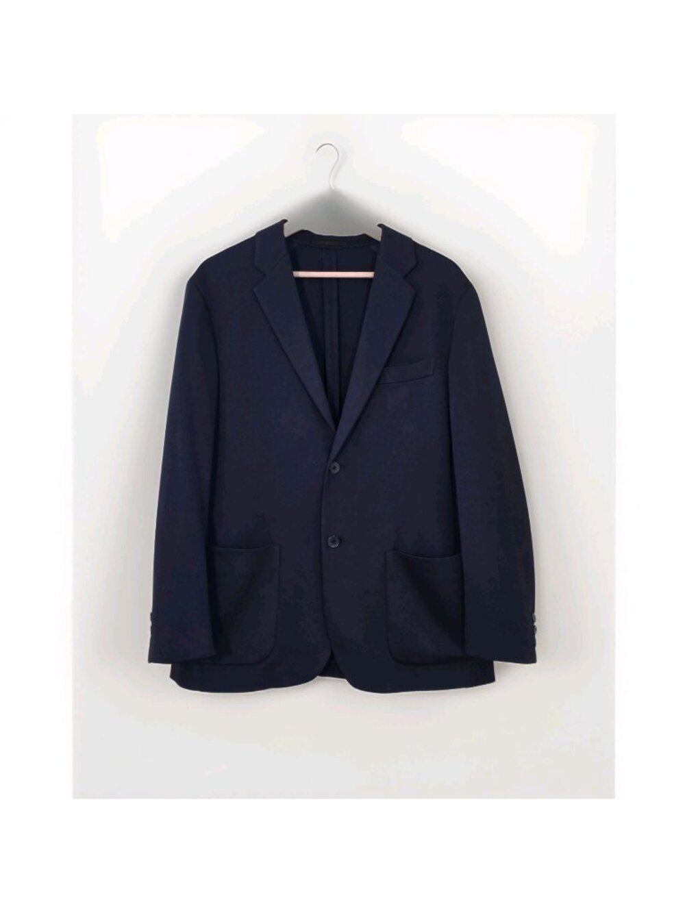 Uniqlo Comfort Knit Blazer M Navy Blue Unstructured Cotton Blend Edgy Stretch